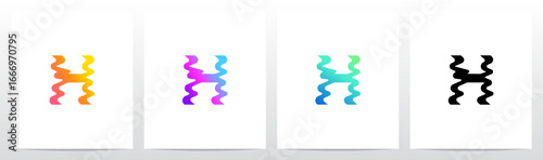 Distorted Liquid Liquify Reflection On Water Initial Letter Logo Design H