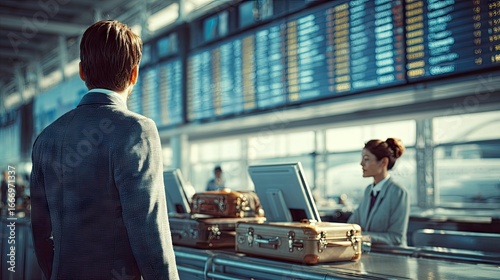 Business traveler at an airport terminal.