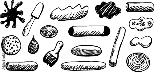 Set of hand drawn decorative paintbrush strokes for artistic design