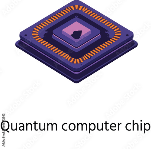 Futuristic quantum computer chip design vector