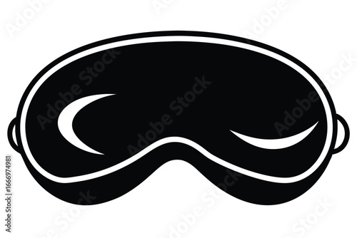 Black sleeping mask with white accents for restful sleep and relaxation