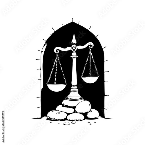 Symbolic balance scales artwork representing legal fairness and justice resting on foundational