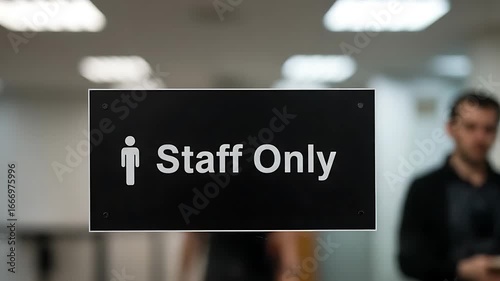 Office Security: Staff Only Area with Business Professionals Entering Restricted Zone