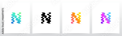 Distorted Liquid Liquify Reflection On Water Initial Letter Logo Design N