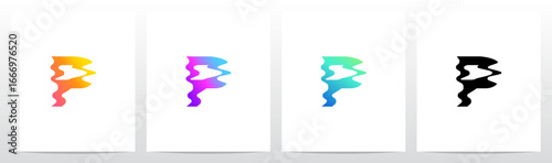 Distorted Liquid Liquify Reflection On Water Initial Letter Logo Design P