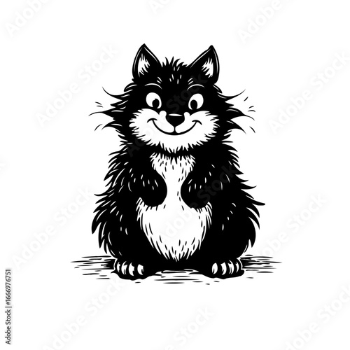 Whimsical feline friend illustration a cartoon black cat radiating charm isolated on white
