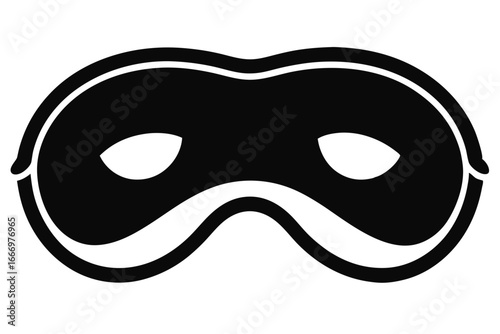 Black Carnival Mask with White Outline and Eye Holes, Traditional Disguise