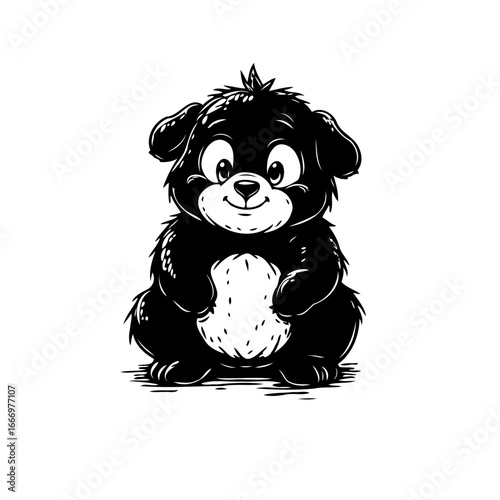 Whimsical ink drawing of a fluffy creature evoking a sense of gentle charm and joyful anticipation