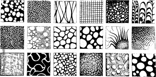 Set of hand drawn microscopic cell textures for design and patterns