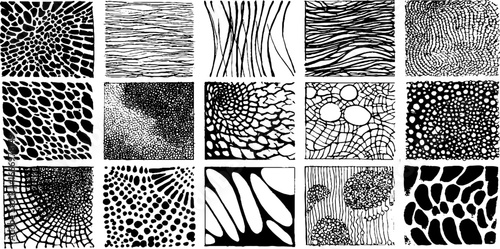 Set of hand drawn texture patterns with ripples and waves for artistic design