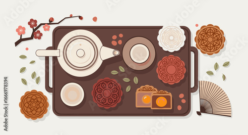Mid Autumn Festival Celebration with Mooncakes and Tea