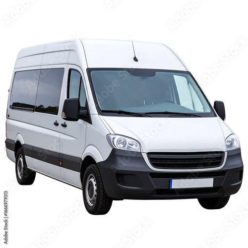 Family Passenger Van Angled Front View with Windows, Transparent Background