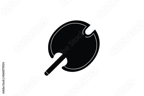 A black and white illustration of a pie chart with a missing slice silhouette