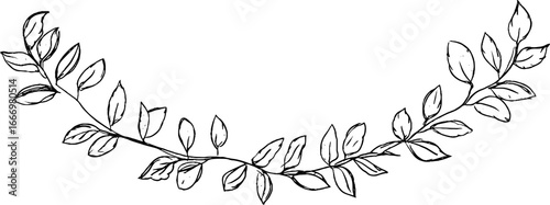 Hand drawn laurel wreath doodle border design for elegant decoration