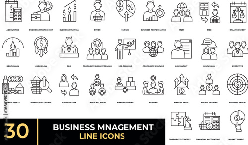 Business management line icons 