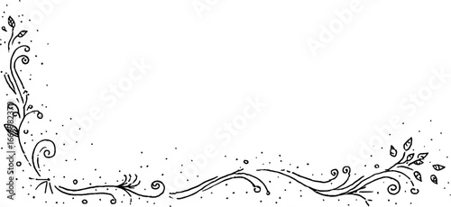 Elegant hand drawn stone frieze border with ornamental doodles for decorative design