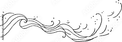Artistic hand drawn doodle of curling wave corner design concept