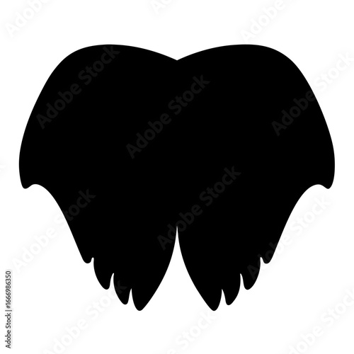 Black abstract mustache silhouette isolated on white background creating classic shape
