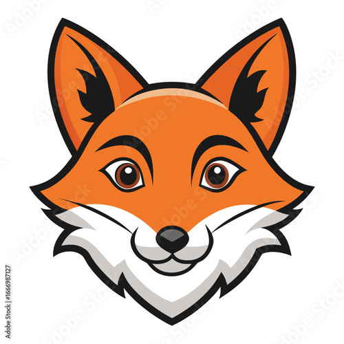 Cute Cartoon Fox Face Head Illustration