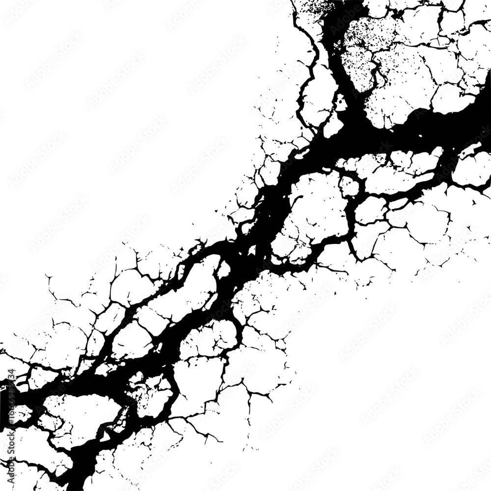 Fototapeta premium Crack texture vector design element for grunge background and abstract surface cracked wall effect illustration