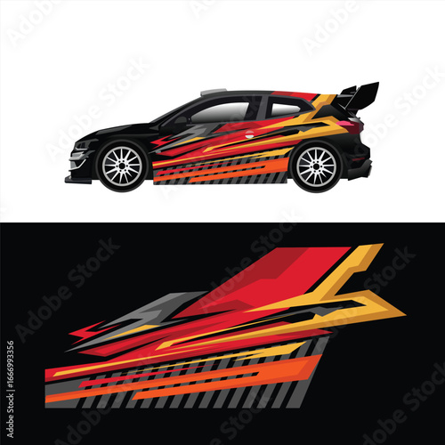 modern livery decal design for racing car body wrap