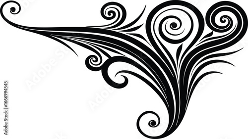 Vector art of black abstract swirl ornament