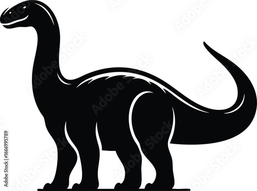 Long Neck brontosaurus dinosaur silhouette vector illustration isolated on white background