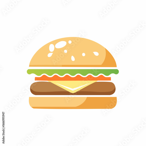 Simple Illustration of a Delicious Cheeseburger