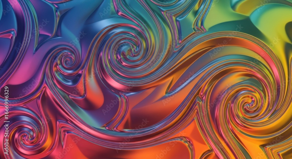 Obraz premium A mesmerizing abstract swirl pattern with vibrant, iridescent colors creating a dynamic and fluid visual experience
