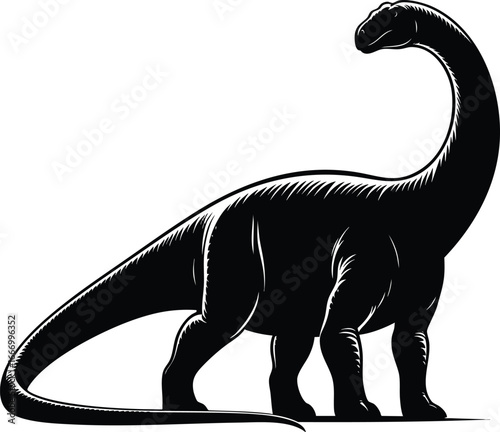 Long Neck brontosaurus dinosaur silhouette vector illustration isolated on white background
