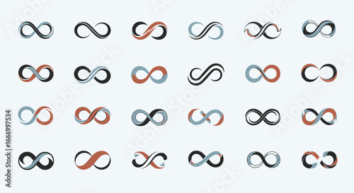 Collection of diverse infinity symbol designs in various colors and styles.