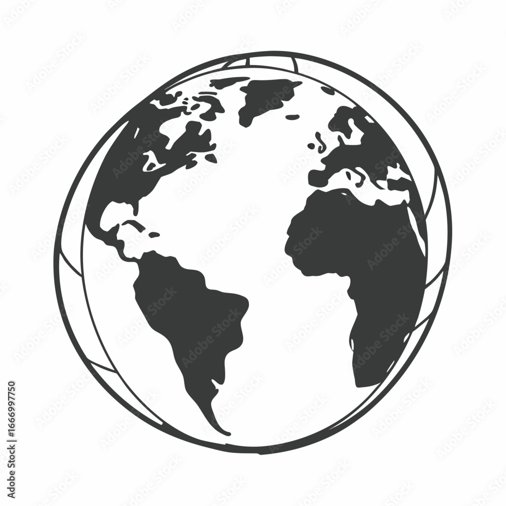 Obraz premium Vector art of stylized illustration of planet earth, a globe showing continents and oceans, isolated on a