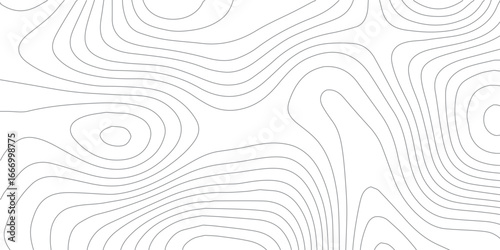 Geographic Line Map Illustration with Elevation Assignments Abstract Topographic Contour Curves Wavy Terrain Patterns and Paper Texture Effect on White Background
