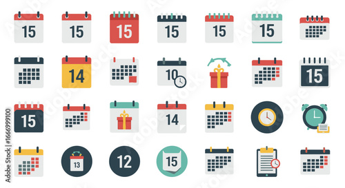 Organize your life with stylish calendar and time icons for modern planning and scheduling