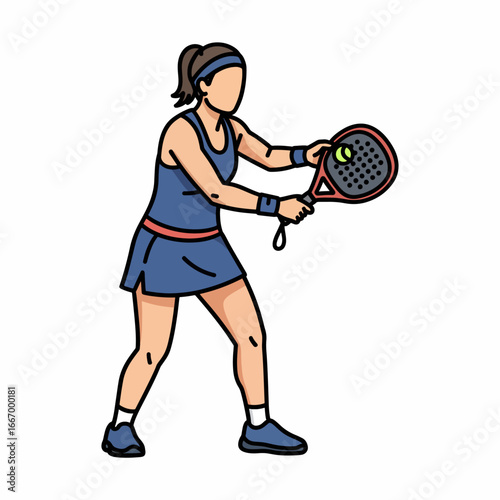 Dynamic female padel player about to serve the ball with professional racket, sports and fitness concept, active lifestyle