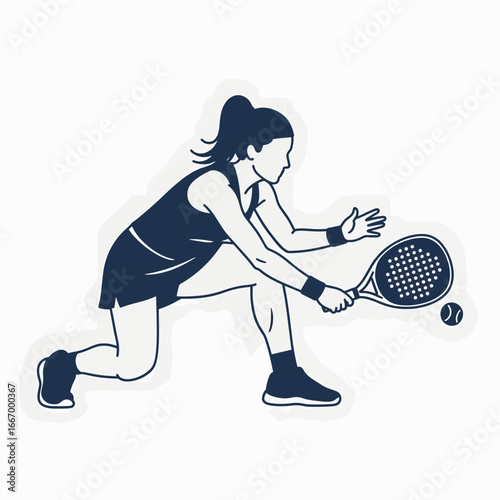 Dynamic padel player in action, poised to strike the ball during a competitive match, showcasing athleticism and focus for sports and fitness campaigns