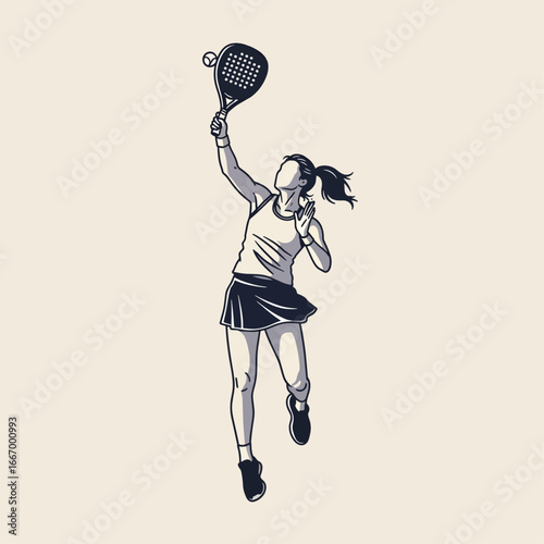 Dynamic padel player serving the ball with power and precision during a competitive match, showcasing athletic skill and sportsmanship