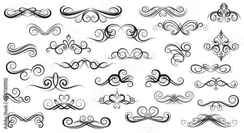 Elegant flourish designs enhance invitations, stationery, and decorative projects with classic beauty.