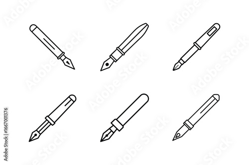 fountain pen line art vector illustration