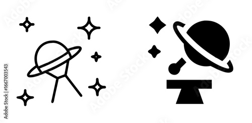 Astronomy Icon Space Stars Planets Telescope Universe Celestial Science Symbol