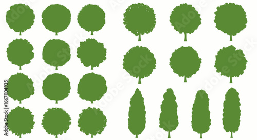 Collection of diverse green trees for landscape design, architectural visualizations, and nature scenes