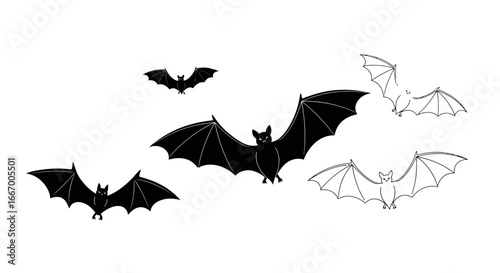 Spooky Halloween bats flying creating a festive and eerie atmosphere for holiday decorations