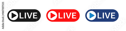 Live streaming button icons in flat and outline style