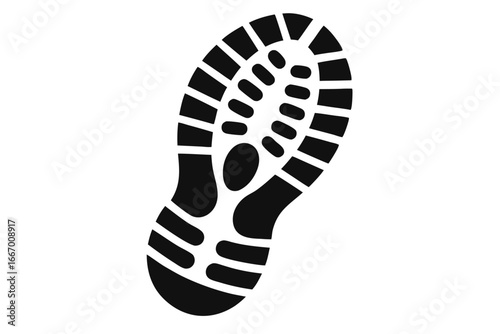 Black Shoe Sole Print Depicting Footwear Pattern and Tread Design Illustration