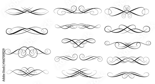 Elegant flourish borders add decorative flair to invitations, stationery, and design projects