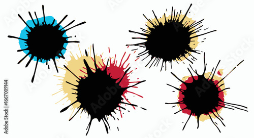 Vibrant ink splashes in blue, yellow, red, and magenta add dynamic flair to creative projects