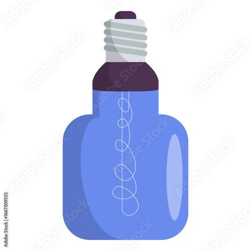 Close-up of a blue plastic bottle with a unique cap design, showcasing its sleek features