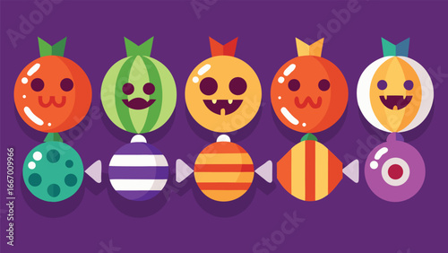 Collection of eight halloween themed graphic elements featuring spooky icons and festive decorations