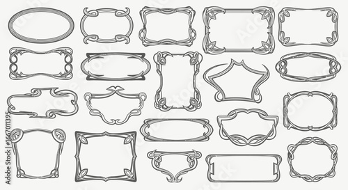 Elegant art nouveau frames for your designs, decorative borders for invitations and vintage style projects