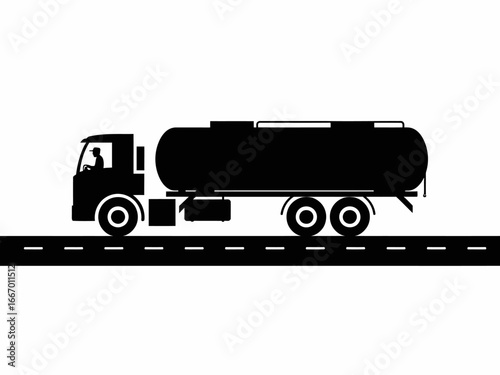 Tanker Truck on Highway Logistics and Transportation Concept